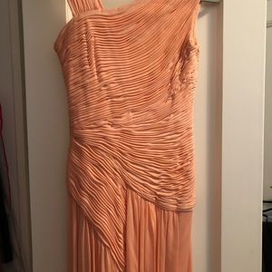 Arnold Scassi couture peach sleeveless gown